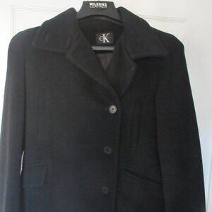 Vintage Classic Calvin Klein 3 Button Black Wool Coat Sz 4